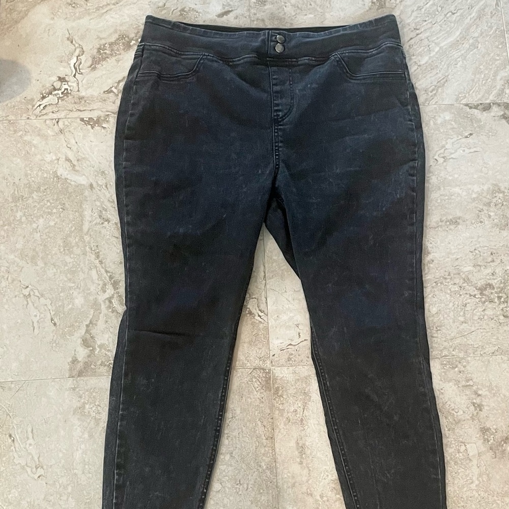 Black acid wash jeggings 0x/14